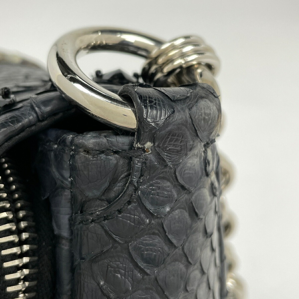Prada Plate Chain Shoulder Bag Python Leather Gra… - image 4